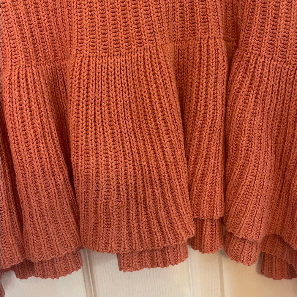 Free People Layer Cake Cowl Neck Peplum Rusty Rose Terracotta Knit Sweater - Picture 6 of 12